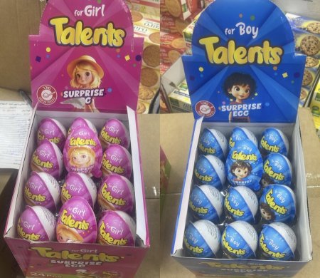 توزيعات اطفال بيض مع لعبة ولد و بنت 24 بيضة