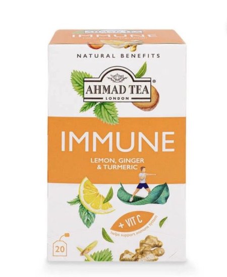 شاي احمد شاي المناعه بالليمون والزنجبيل والكركم